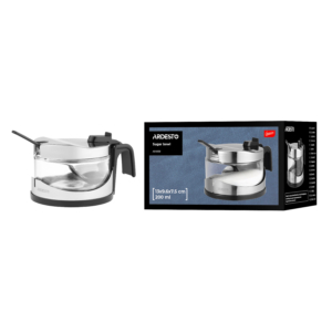Sugar bowl Ardesto Gemini, 13х9.6х7.5cm, stainless steel, glass, plastic, transparent