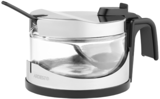 Sugar bowl Ardesto Gemini, 13х9.6х7.5cm, stainless steel, glass, plastic, transparent