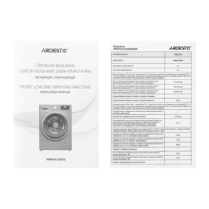 Washing machine ARDESTO front load, 8kg, 1200, A+++, 55cm, display, steam, inverter, grey