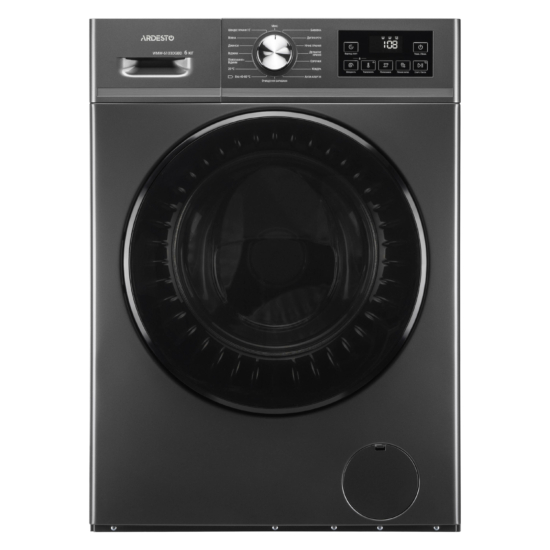 Washing machine ARDESTO front load Black Mars, 6kg, 1200, A, 45cm, display, steam, inverter, grey