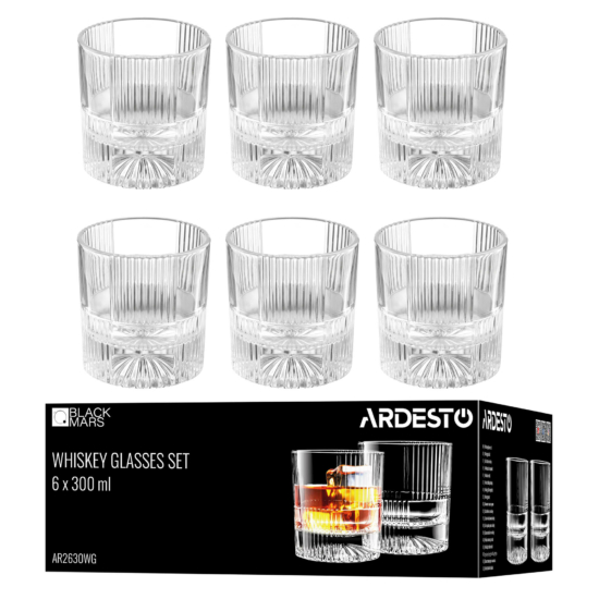 Whiskey glasses set ARDESTO Lynx 300ml, 6pcs, glass, transparent
