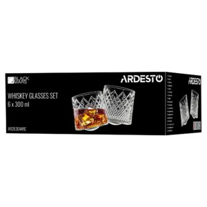 Whiskey glasses set ARDESTO Lyra Rotate Сlumsy 300ml, 6pcs, glass, transparent