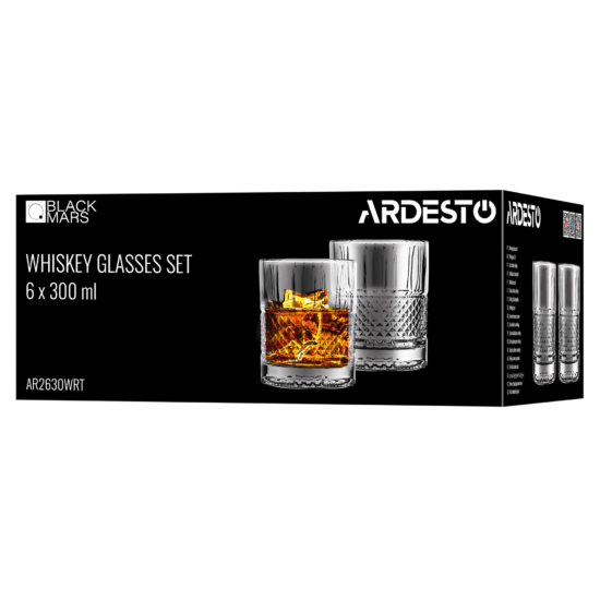Whiskey glasses set ARDESTO Draco Rotate 300ml, 6pcs, glass, transparent