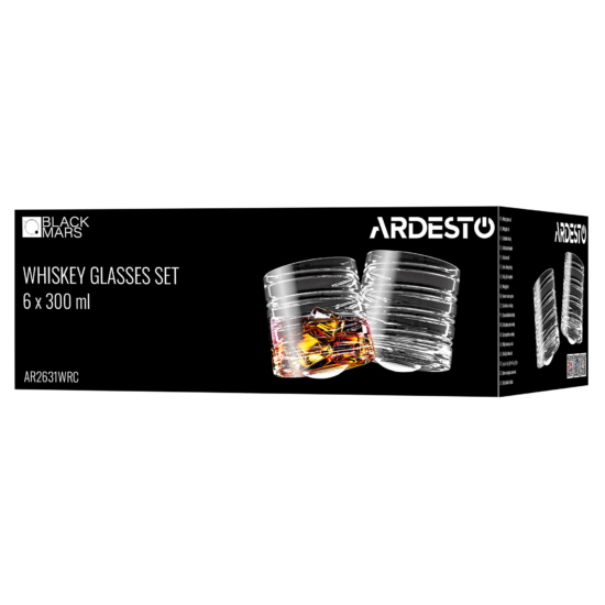 Whiskey glasses set ARDESTO Pavo Rotate Сlumsy 300ml, 6pcs, glass, transparent