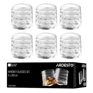 Whiskey glasses set ARDESTO Pavo Rotate Сlumsy 300ml, 6pcs, glass, transparent