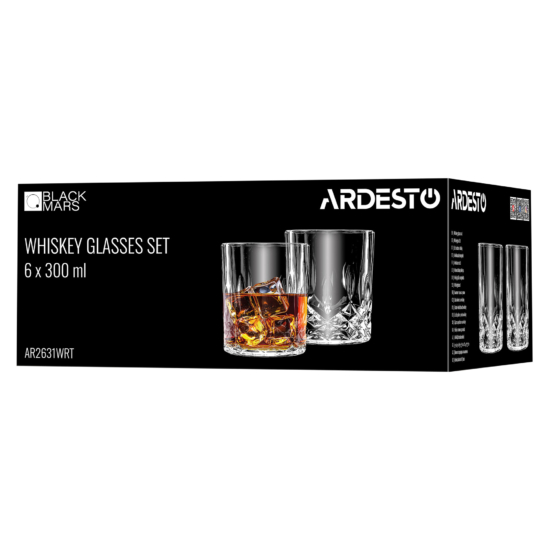 Whiskey glasses set ARDESTO Polaris Rotate 300ml, 6pcs, glass, transparent