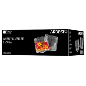 Whiskey glasses set ARDESTO Ara Rotate Сlumsy 300ml, 6pcs, glass, transparent