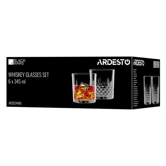 Whiskey glasses set ARDESTO Carina 345ml, 6pcs, glass, transparent