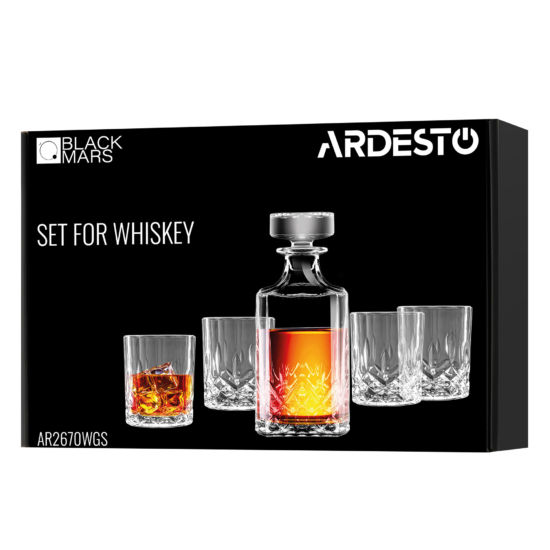 Set for whiskey ARDESTO Polaris, 5 items, glass, transparent
