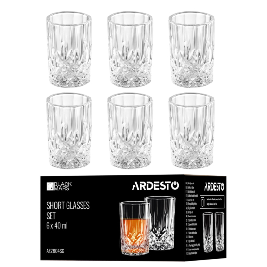 Short glasses set ARDESTO Polaris 40ml, 6pcs, glass, transparent