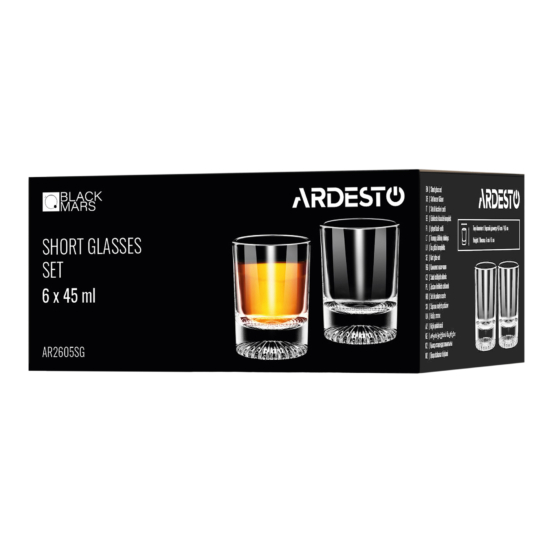 Short glasses set ARDESTO 45ml, 6pcs, glass, transparent