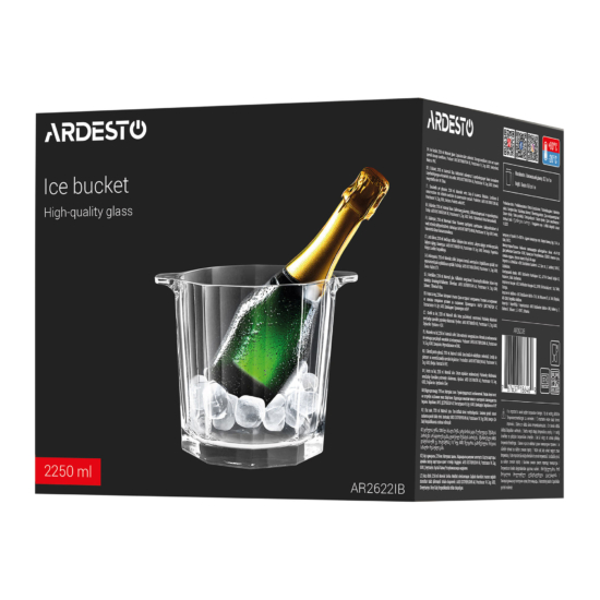 Ice bucket ARDESTO 2250ml, borosilicate glass, transparent