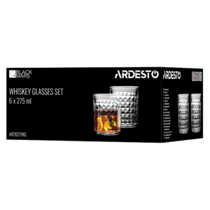 Whiskey glasses set ARDESTO Norma 275ml, 6pcs, glass, transparent