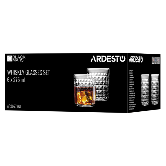 Whiskey glasses set ARDESTO Norma 275ml, 6pcs, glass, transparent
