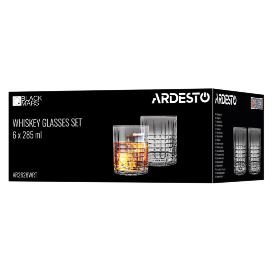 Whiskey glasses set ARDESTO Aquila Rotate 285ml, 6pcs, glass, transparent