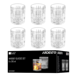 Whiskey glasses set ARDESTO Aquila Rotate 285ml, 6pcs, glass, transparent
