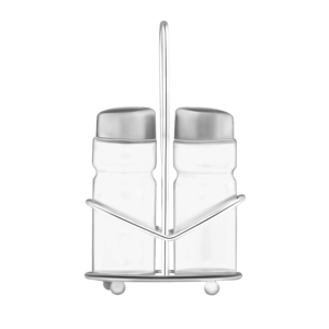 Salt and pepper set with stand Ardesto Gemini, 3psc, stainless steel, glass, transparent