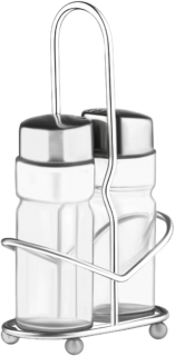 Salt and pepper set with stand Ardesto Gemini, 3psc, stainless steel, glass, transparent