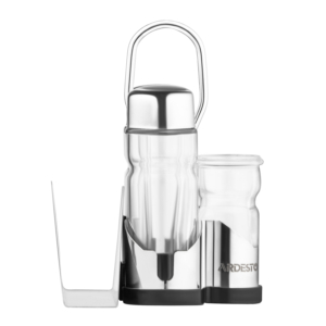 Salt and pepper set with stand Ardesto Gemini, 13cm, 4psc, stainless steel, glass, transparent