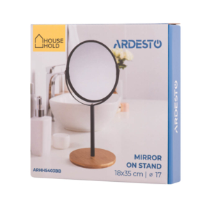 Mirror on stand Ardesto, 19х15х34.5cm, glass, bamboo, metal, plastic, black