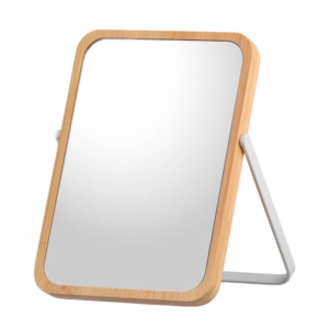 Foldable mirror Ardesto, 17.5?12.2?1.1cm, glass, bamboo, metal, plastic, white