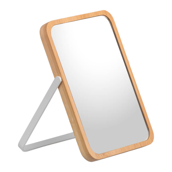 Foldable mirror Ardesto, 17.5?12.2?1.1cm, glass, bamboo, metal, plastic, white