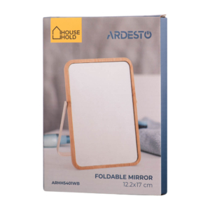 Foldable mirror Ardesto, 17.5?12.2?1.1cm, glass, bamboo, metal, plastic, white