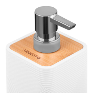 Bathroom set Ardesto Minimalism, 420ml, 3items, polypropylene, bamboo, white