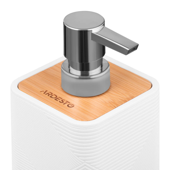 Bathroom set Ardesto Minimalism, 420ml, 3items, polypropylene, bamboo, white
