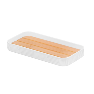 Bathroom set Ardesto Minimalism, 420ml, 3items, polypropylene, bamboo, white