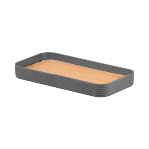 Bathroom set Ardesto Minimalism, 420ml, 3items, polypropylene, bamboo, dark grey