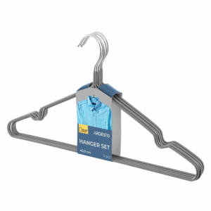 ARDESTO set of hangers, 40.5 cm, 5 pcs, metal, PVC, grey