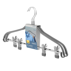 ARDESTO set of hangers with clips, 42 cm, 2 pcs, metal, PVC, grey