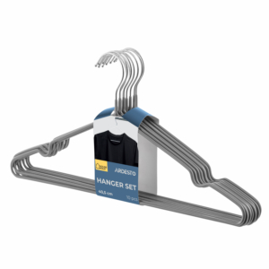ARDESTO set of hangers, 40.5 cm, 10 pcs, metal, PVC, grey