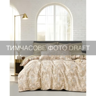 КПБ 1,5сп ARDESTO Gloria Luxe, пододеяльник 160х220см, простыня 160х220см, наволочки (2) 50х70см, 100% хлопок, сатин, папоротник, вензель, коричневый