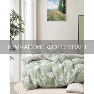 КПБ 2,0сп ARDESTO Gloria Luxe, пододеяльник 200х220см, простыня 230х240см, наволочки (2) 50х70см, 100% хлопок, сатин, листья, зеленый