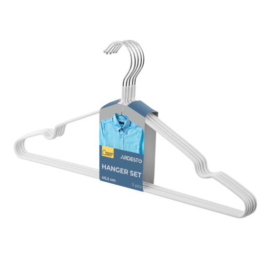 Hanger set ARDESTO 40.5cm, 5pcs, metal, PVC, white