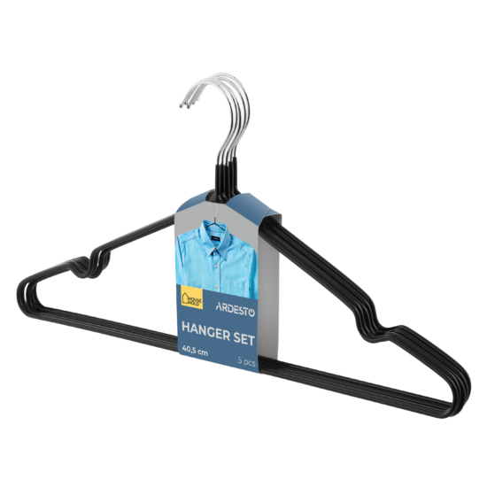 Hanger set ARDESTO 40.5cm, 5pcs, metal, PVC, black
