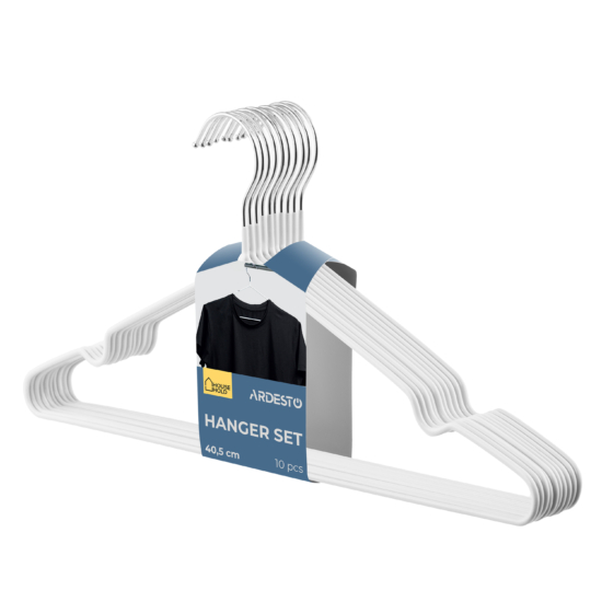 Hanger set ARDESTO 40.5cm, 10pcs, metal, PVC, white