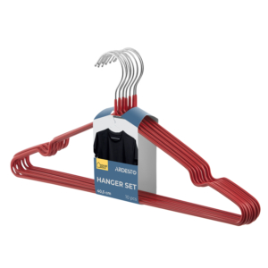 Hanger set ARDESTO 40.5cm, 10pcs, metal, PVC, red