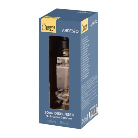 Soap dispenser ARDESTO Minimalism Comcast, 350ml, soda-lime glass, plastic, amber