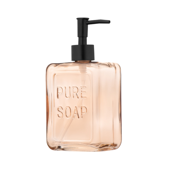 Soap dispenser ARDESTO Minimalism Dallas, 530ml, soda-lime glass, plastic, amber