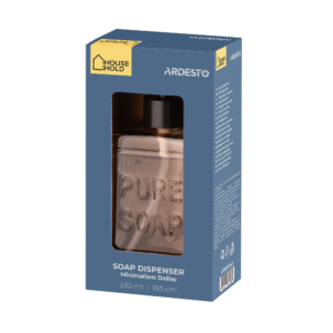 Soap dispenser ARDESTO Minimalism Dallas, 530ml, soda-lime glass, plastic, amber