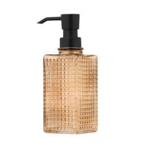 Soap dispenser ARDESTO Minimalism Empire, 350ml, soda-lime glass, plastic, amber