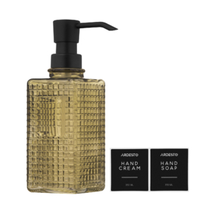 Soap dispenser ARDESTO Minimalism Empire, 350ml, soda-lime glass, plastic, green