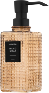 Soap dispenser ARDESTO Minimalism Empire, 350ml, soda-lime glass, plastic, amber