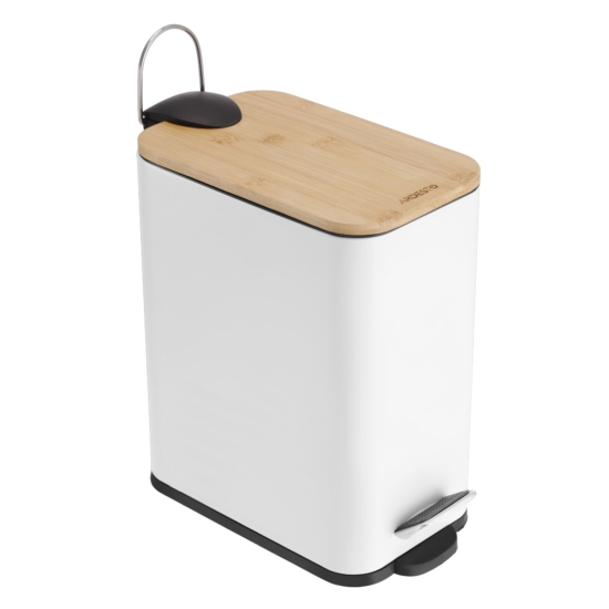 ARDESTO Ведро для мусора Ardesto Minimalism с педалью, 5л, металл, пластик, бамбук, белый