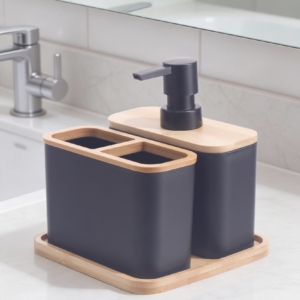 ARDESTO Bathroom set Ardesto Minimalism, 3items, polypropylene, bamboo, black