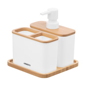 Bathroom set Ardesto Minimalism, 3items, polypropylene, bamboo, white