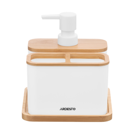 Набір для ванної кімнати Ardesto Minimalism, 3 предмети, поліпропілен, бамбук, білий